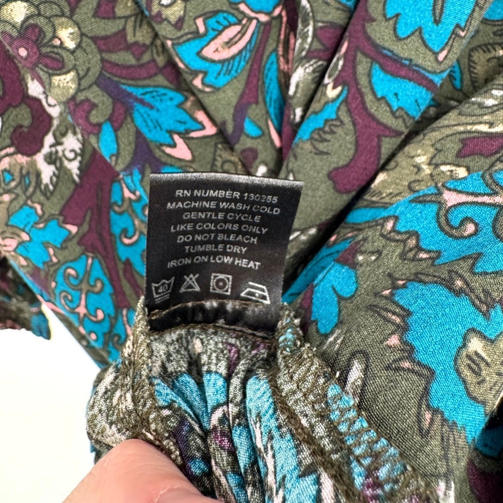 Knot Sisters JoJo Drop Waist Mini Dress Dark Floral Mock Neck Long Sleeve Size L - Picture 16 of 16